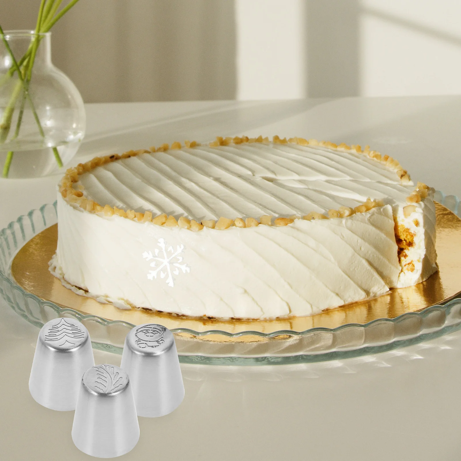 

5pcs Christmas Theme Cream Nozzles Stainless Steel Pastry Tips For Cake Cupcake Cookie Decorating Baking Tools Set