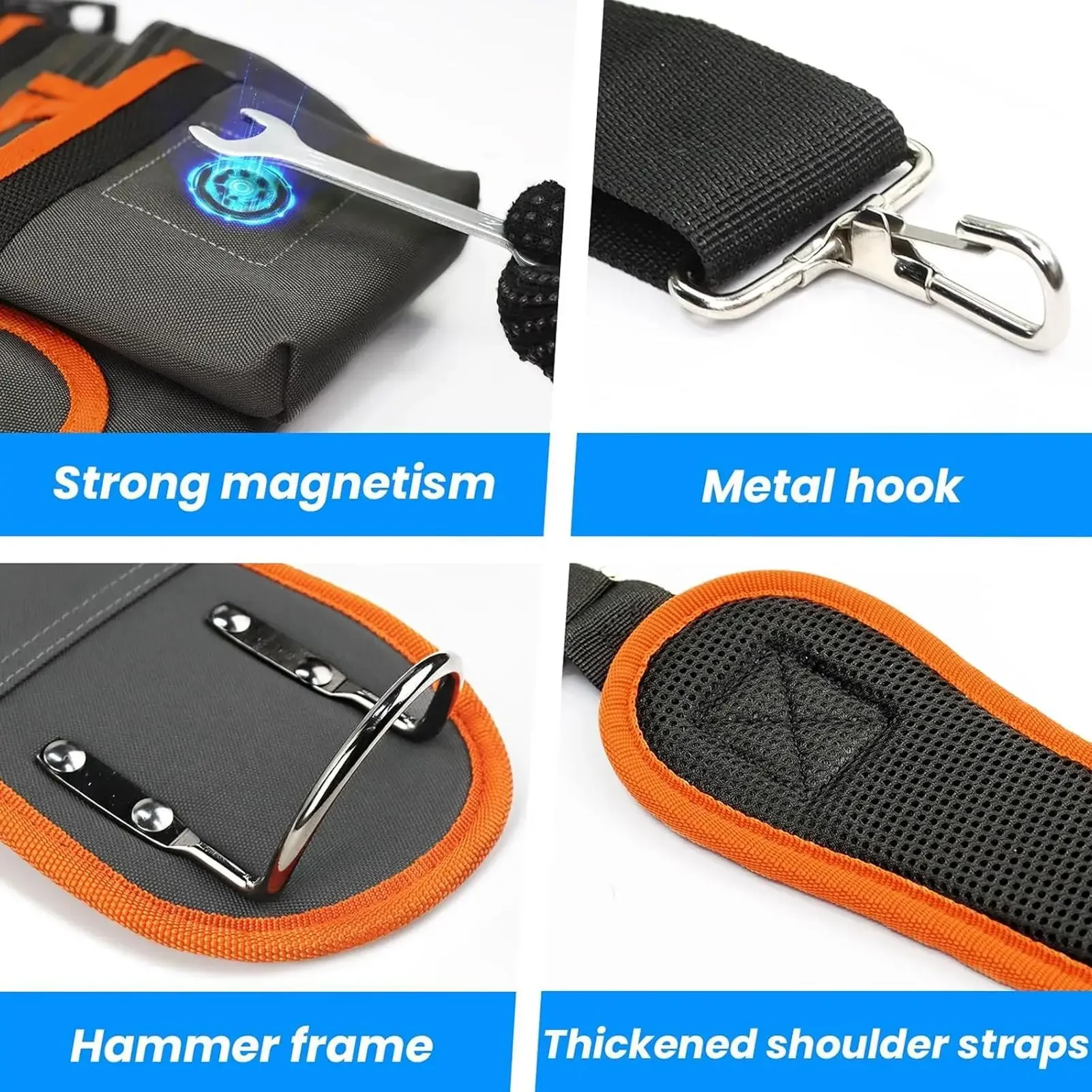 Tool Belt With Suspenders Quick-Release Detachable Heavy Duty Tool Belt With 18 Pockets For Electric Wiring Framing Construction