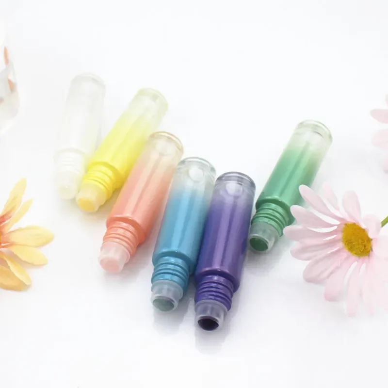 5ml10ml Colorful Thick Glass Roll On Bottle Gemstone Ball Empty Doterra Roller Perfume Bottles Refillable Essential Oils Vials