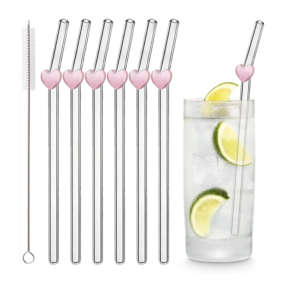 Juego de 3/5/7 Pajitas de Vidrio de Borosilicato de Alta Calidad, Pajitas para Leche, Té, Jugo, Cócteles, con Cepillo, Accesorios para Cocina y Bar