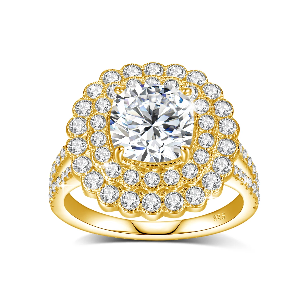 Große Moissanit-Diamantringe für Frauen, 925 Sterling Silber Halo-Ehering, Edle Schmuckverpackung mit GRA-Zertifikat – Detail 6