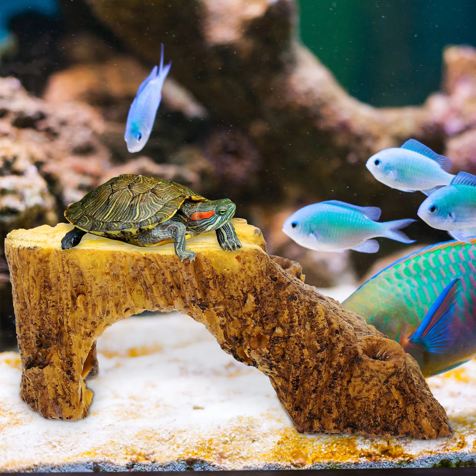 

1Pcs Turtle Basking Platform Stable Flat Base Resin Reptile Terrace Aquarium Landscaping Pet Turtle Resting Supply