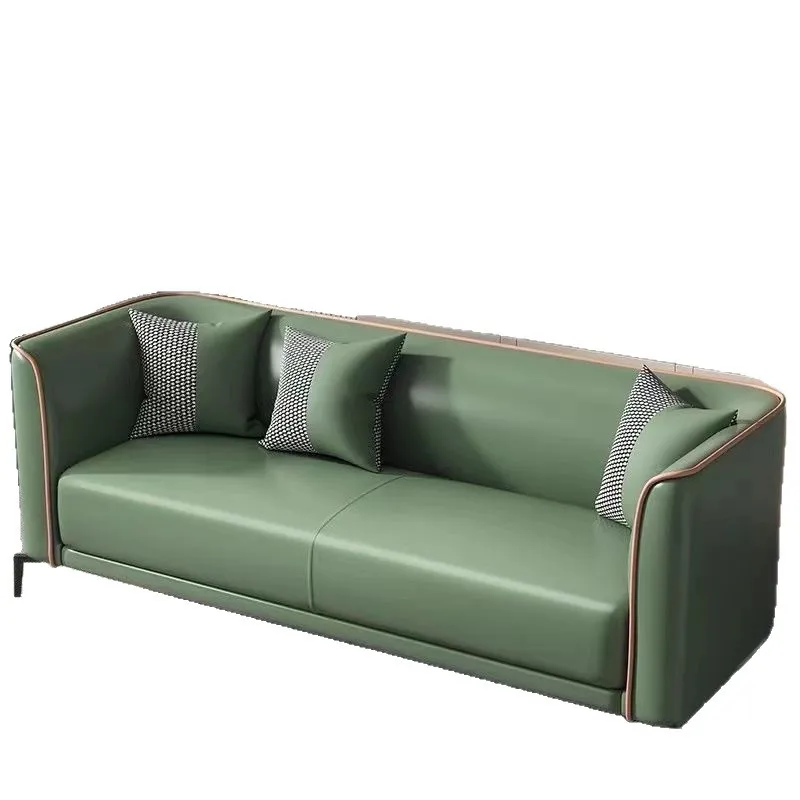 

Small apartment leather art sofa living room, bedroom simple modern rental room apartment rest double Italian style