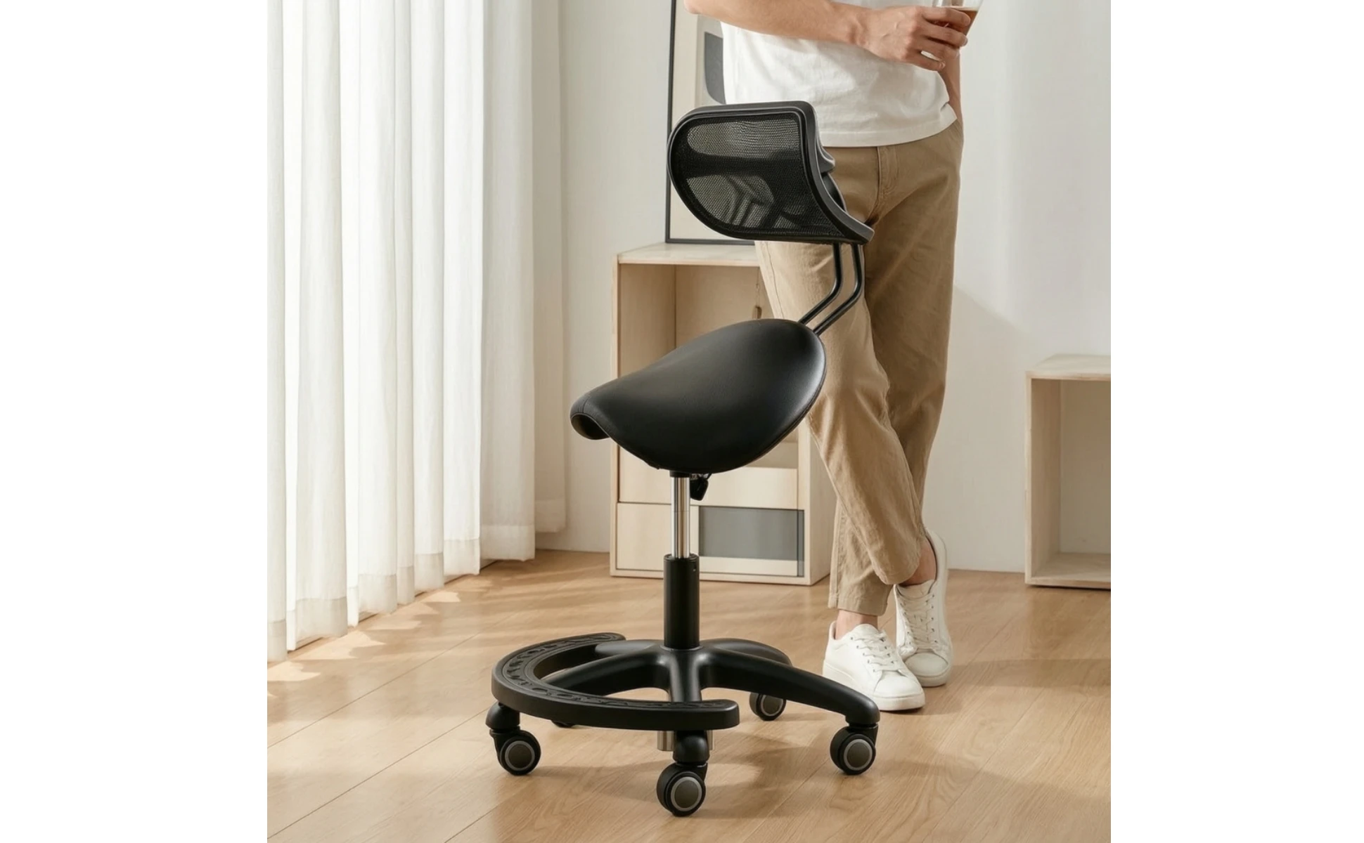 Saddle Stool with Wheels Ergonomic Stool with Backrest Saddle Chair Heavy-Duty for Stylists, Salon, Medical Office Saddle Stool with Wheels Ergonomic Stool with Backrest Saddle Chair Heavy-Duty for Stylists, Salon, Medical Office