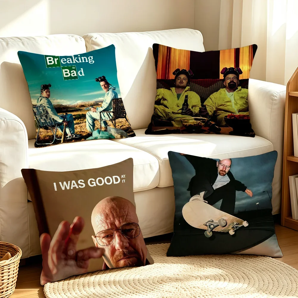 Classic TV Series B-Breaking B-Bad-S cushion cover Soft Smooth Pillow Case Hidden Zipper Washable Decorative Couch Office Gift