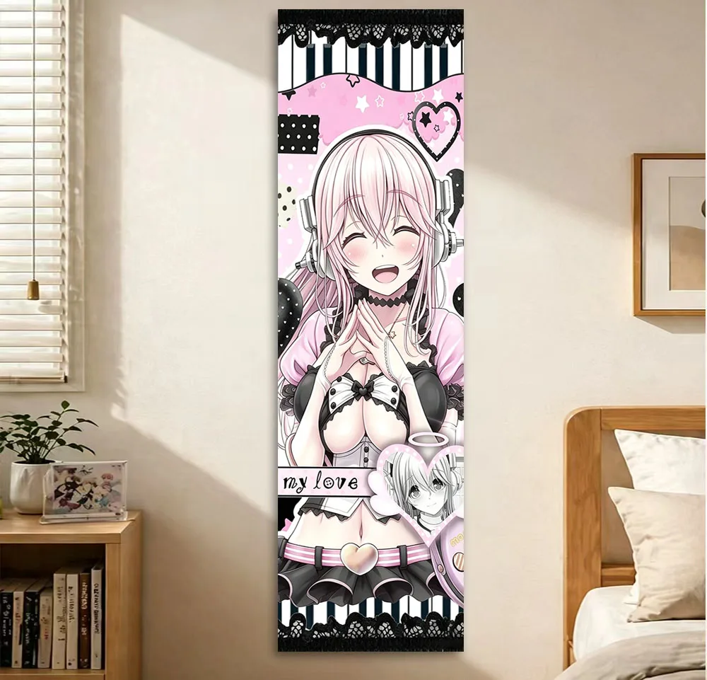 VIKAMA Kawaii Niedlicher Sonico-Hintergrundstoff, langer Wandteppich, geeignet für Zuhause, Schlafzimmer, Wohnheim, Wanddekoration, perfektes Geschenk für Freunde