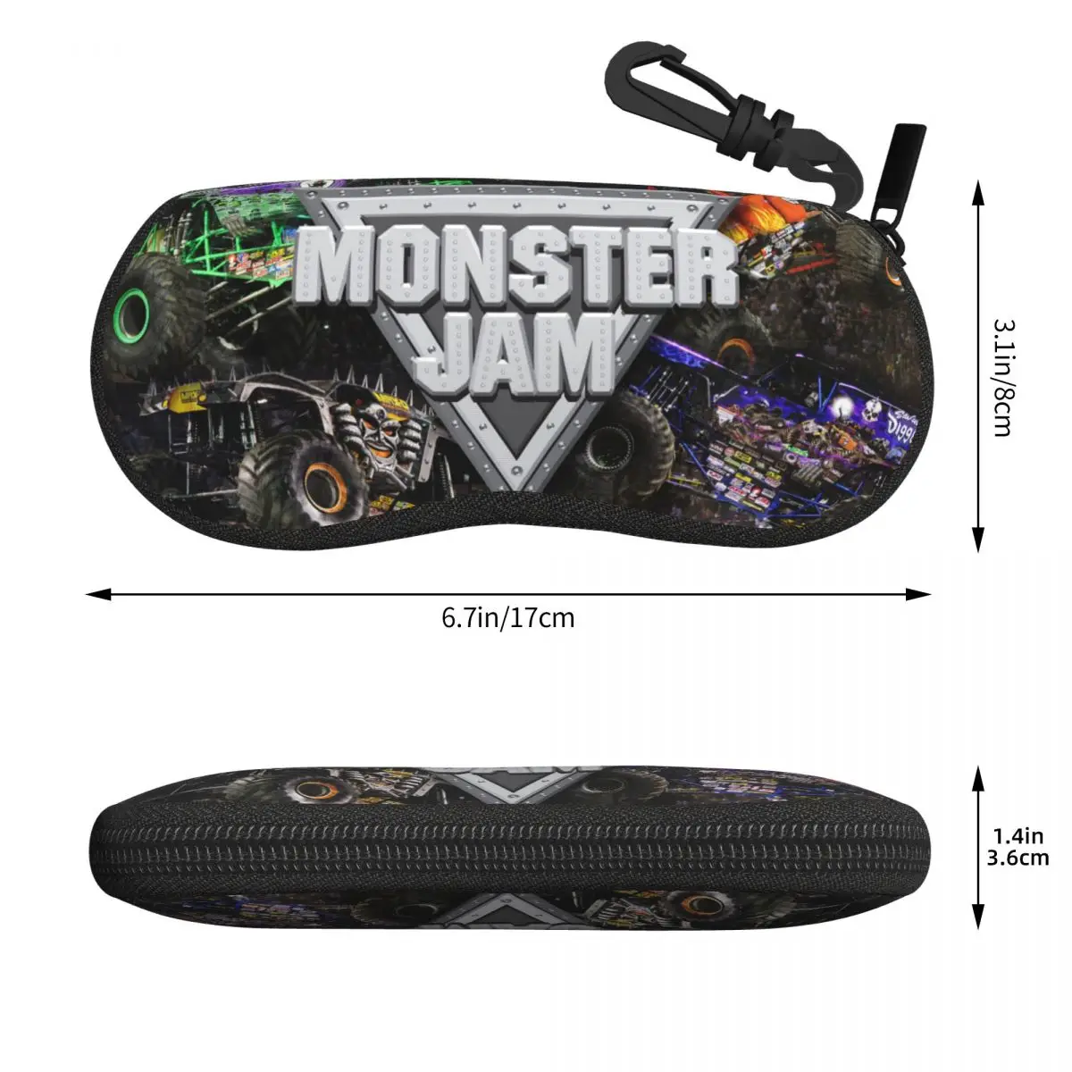 Classic Monster Jam Pattern (1) Shell Glasses Case Portable Sunglasses Box Women Men Soft Eyeglasses Bag Pouch