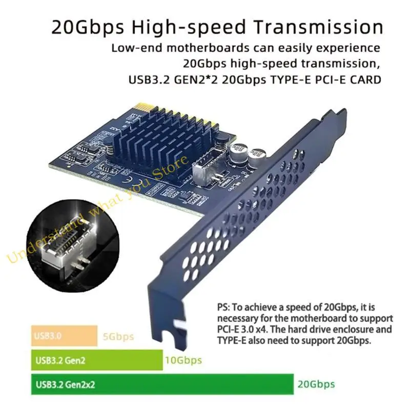 

J60A PCIe To Type C Expansion Card PCIExpress PCIE 4X to USB 3.2 Gen2X2 Type C 20Gbps