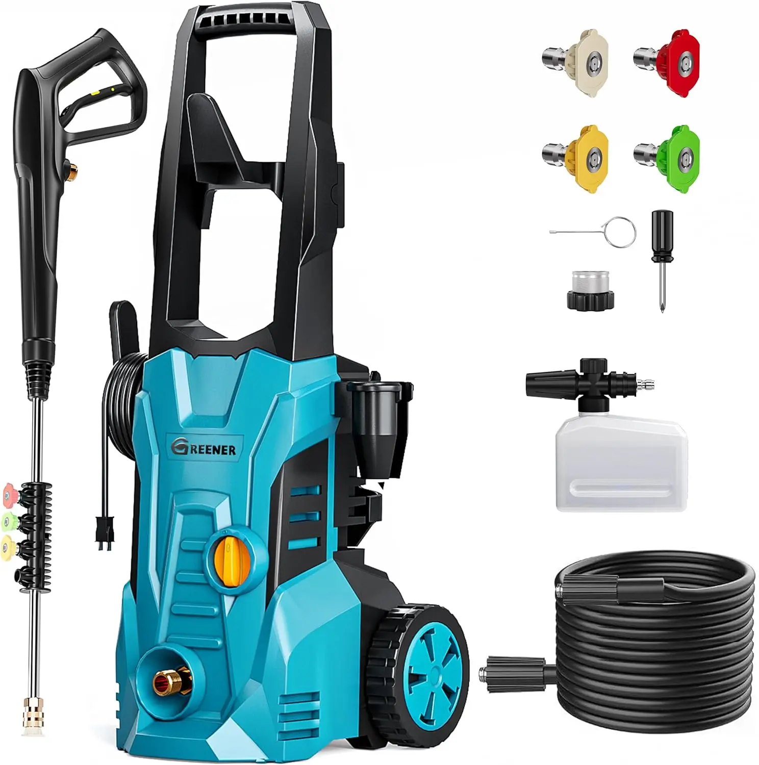 Electric Pressure Washer 4200 PSI High Pressure Washer With16ft Power Cord & 50ft Outlet Hose & 4 Quick Nozzles