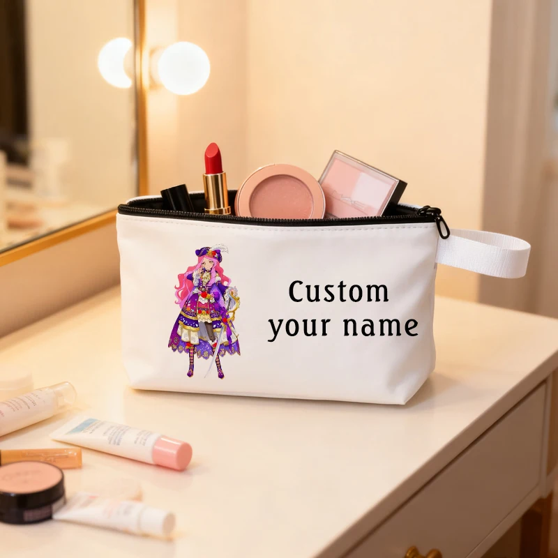 

Custom Your Name Makeup Bag Storage Organizer Cosmetic Pouch Travel Toiletry Bag Pencil Cases Gift Canvas Zipper Bag