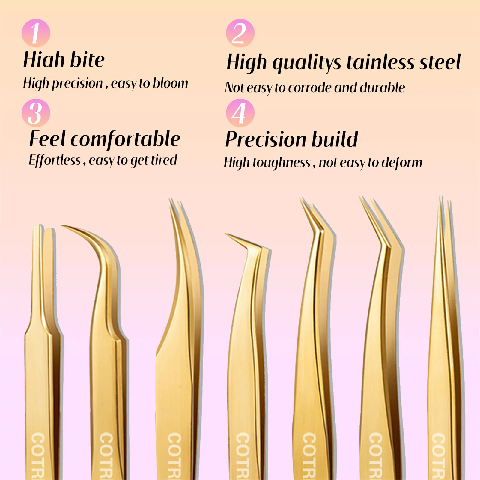 Eyelash Extensions High Precision Tweezers Perfect Alignment/ Grip High Precision Stainless Steel Tweezers for Ingrown Hair