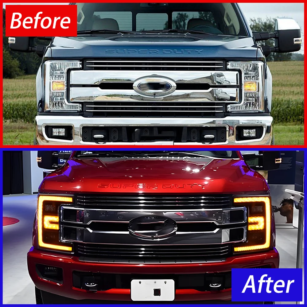For Ford Raptor F250 2017-2019 LED Auto Upgrade New Style Headlights Assembly Projector Lens Car Tool Accessories Plug and Play