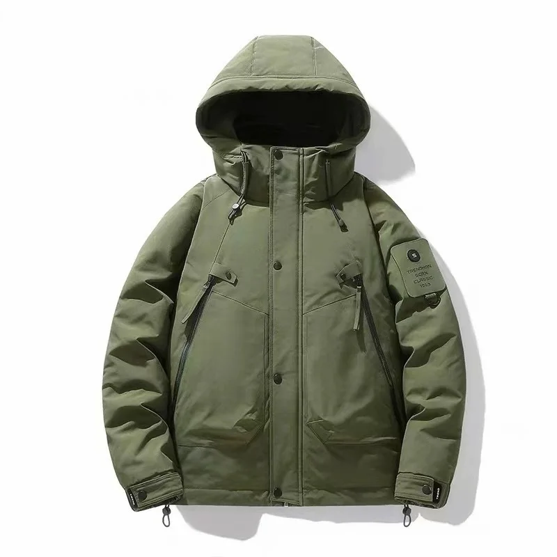 Fall Winter Men\'s Cargo Hooded Down Jacket Fashion Cold And Warm Functional Tooling Coats Comfortable Outdoor Workwear Down Coat