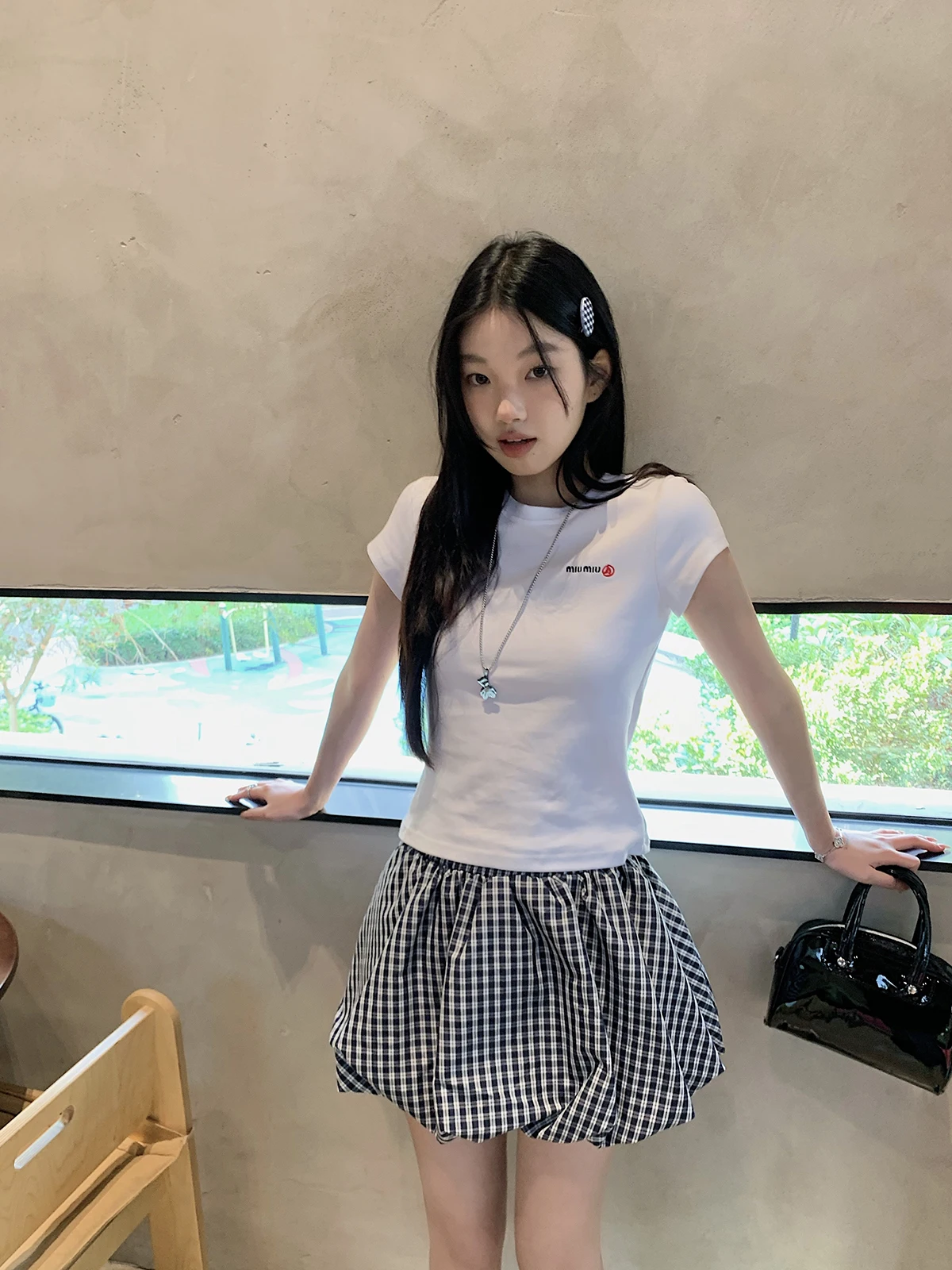 

Юбка в клетку для девочек, весна-лето, А-силуэт, расклешенный подол, стройнящая, с завышенной талией, в корейском стиле, из полиэфирного волокна