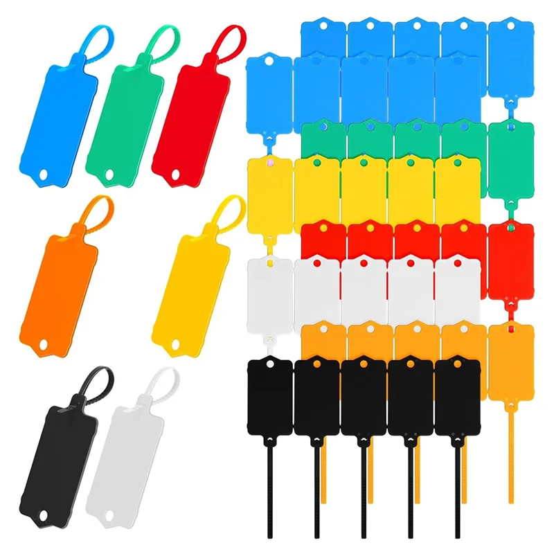 Dependable-200PCS Plastic Shipping Tags,1.46X2.48Inch, Hanging Tags With Sealing Strap,Shipping Cable Tie Tags Label