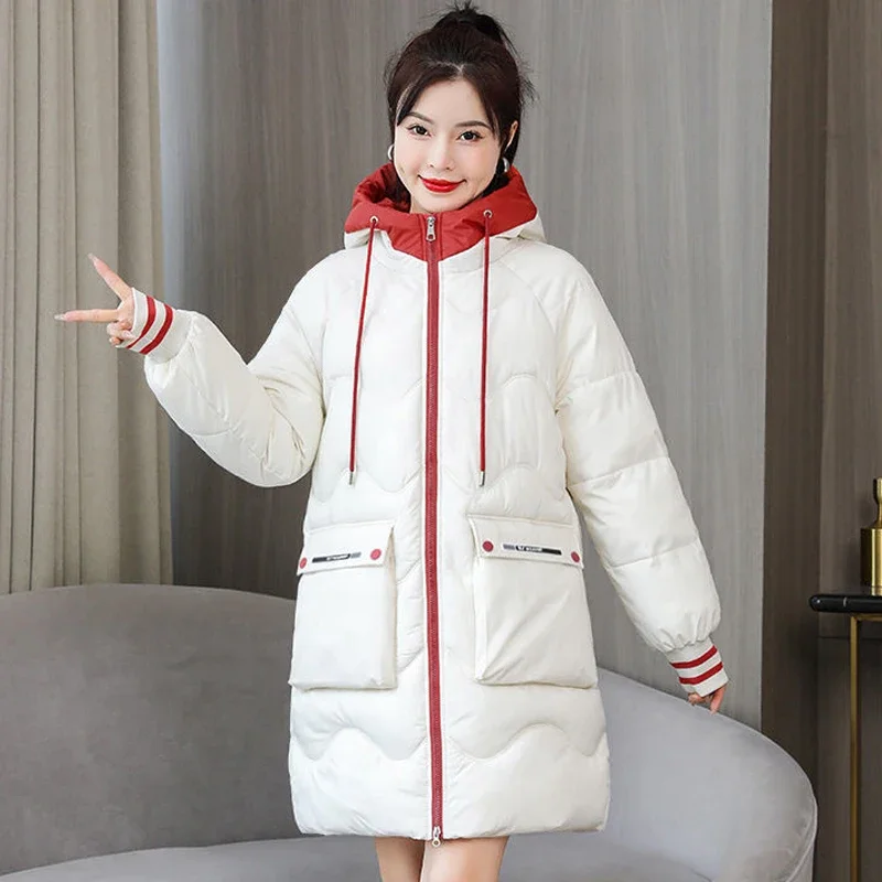 

Down Cotton Jacket Women's Parkas 2023 New Winter Hooden Cotton Padded Coat Korean Loose Warm Thicken Coat Windproof Outwear