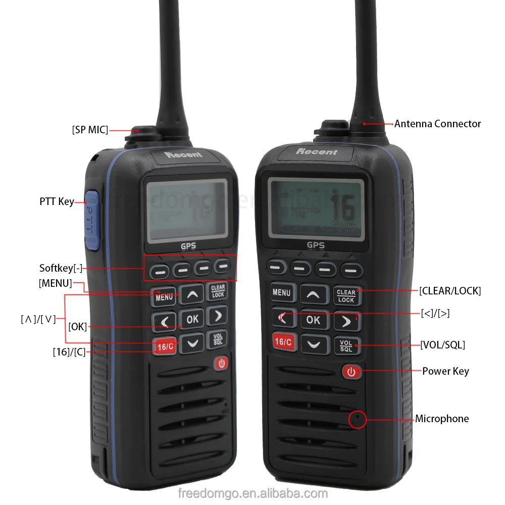 RECENT RS-38M VHF Radio marina portatile Ricaricabile GPS integrato DSC IPX7 Ricetrasmettitore marino impermeabile