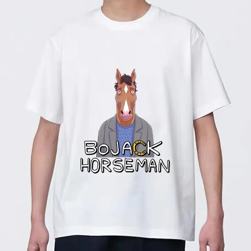 Cartoon B-BoJack H-Horsemans T Shirt Men Couple Combination Clothes Short Sleeve Collar Fashion woman Cotton