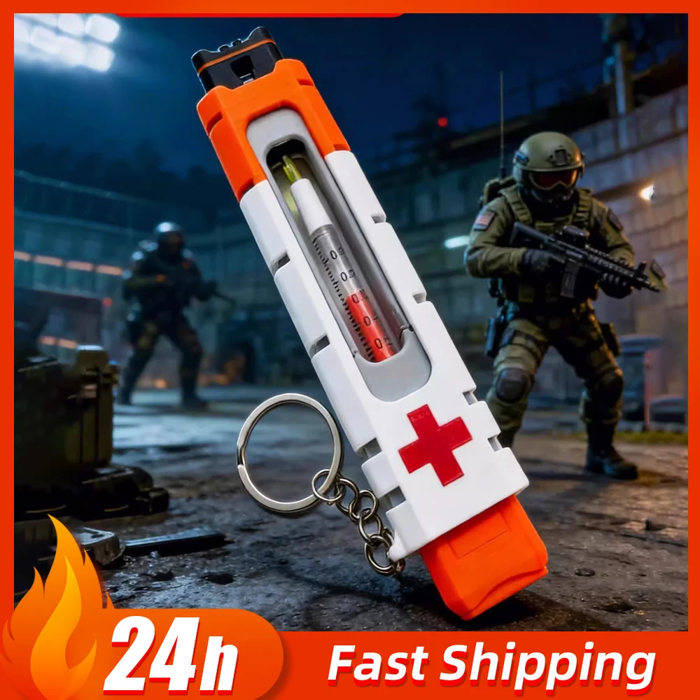 

14cm Delta Force Action Push-Button Simple Syringe Game Prop Model Toy Keychain Creative Collectible Accessory for Gamer BoyGift