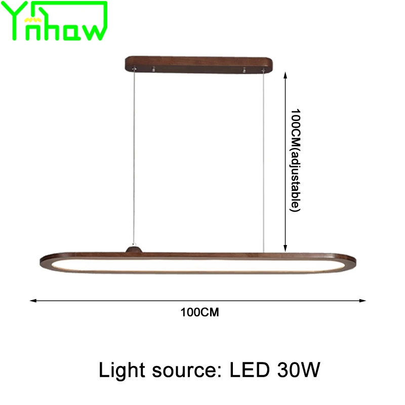 Ultra Thin mid Century Modern Walnut LED Pendant Light Minimalist Linear Retro American Restaurant Wabi Sabi Style Lamp