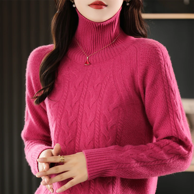 

Women Thick Sweater Pullovers Long Sleeve Knitted Sweaters 2023 Autumn/Winter Office Female Fashion Casual Tops XMS01