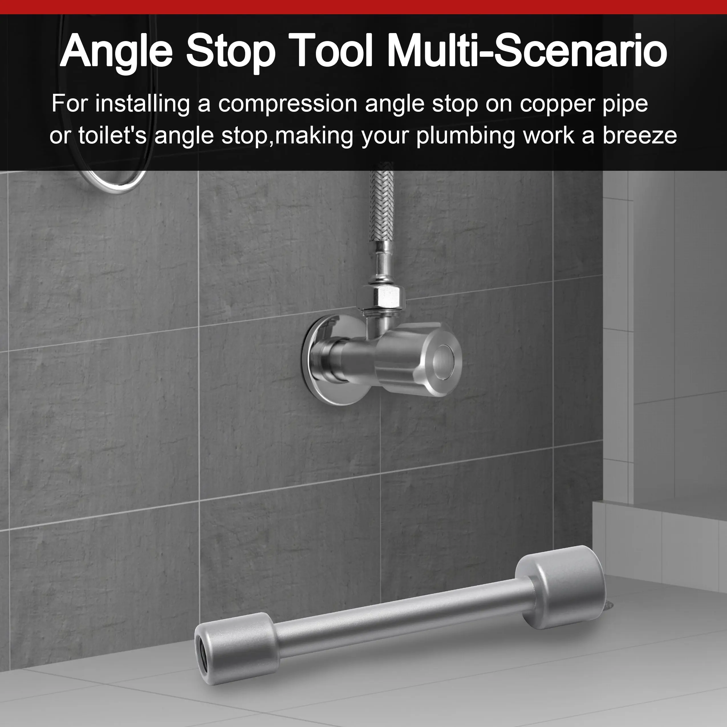 Angle Stop Wrench Plumbing Tool for Installing a New Compression Angle Stop and Removing the Compression Ring-Angle On Wrench