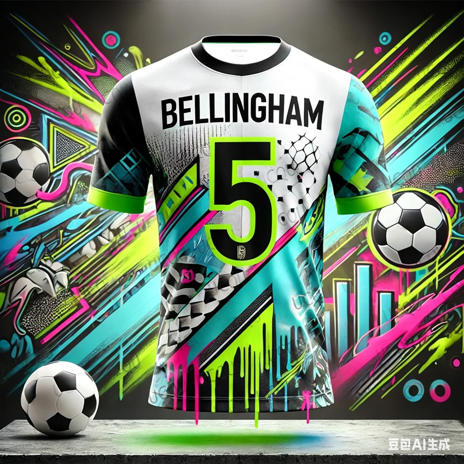 2025 NEUE SONDEREDITION GRAFFITI BELLINGHAM NR. 5 FUSSBALLTRIKOT MODISCHES TRAININGSUNIFORM ATMUNGSAKTIVES ÜBERGRÖSSIGES HERREN-SPORTTSHIRT