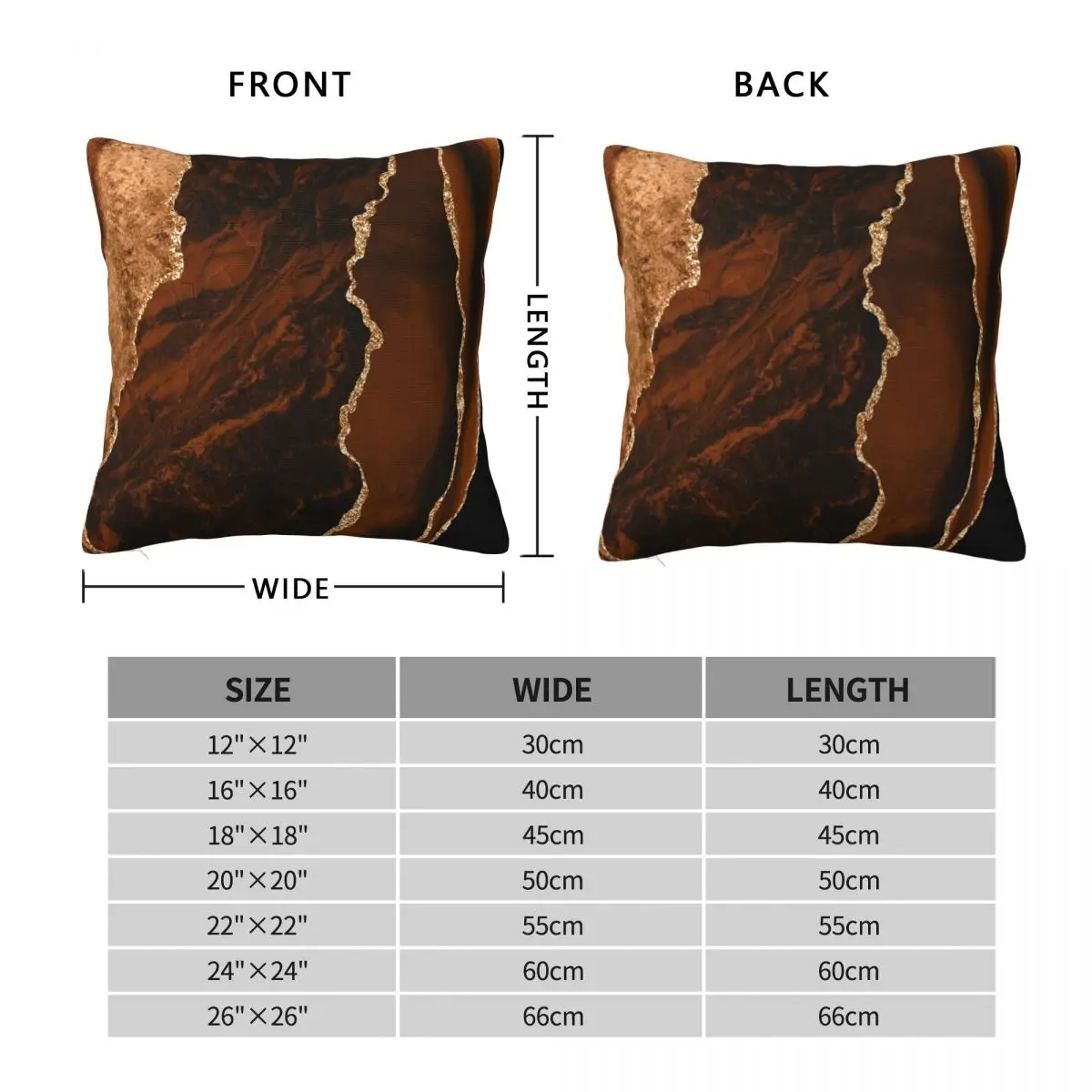 Abstract Brown Hold Agate Geode Square Pillowcase Polyester Linen Velvet Creative Zip Decorative Room Cushion Case 18