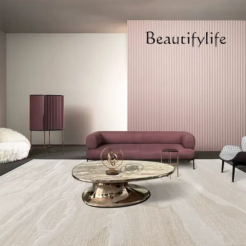 

BJ Light Luxury Oval Marble Coffee Table Household Living Room Personality Special-shaped Creative Stainless Steel High-end