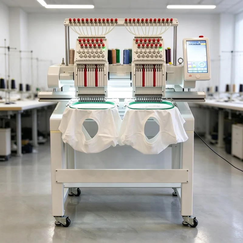 Double Head Embroidery Machine Computerized Multi Needle Sewing Equipment for Matching Logos Apparel and Textile Production