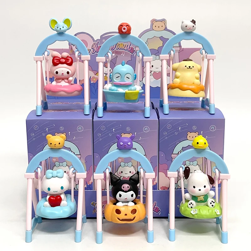 

Anime Figure Blind Box Swing Sanrio Kuromi Divination Doll Cake Handmade Model Figures Kulomi Birthday Cake Decor Mystery Gift