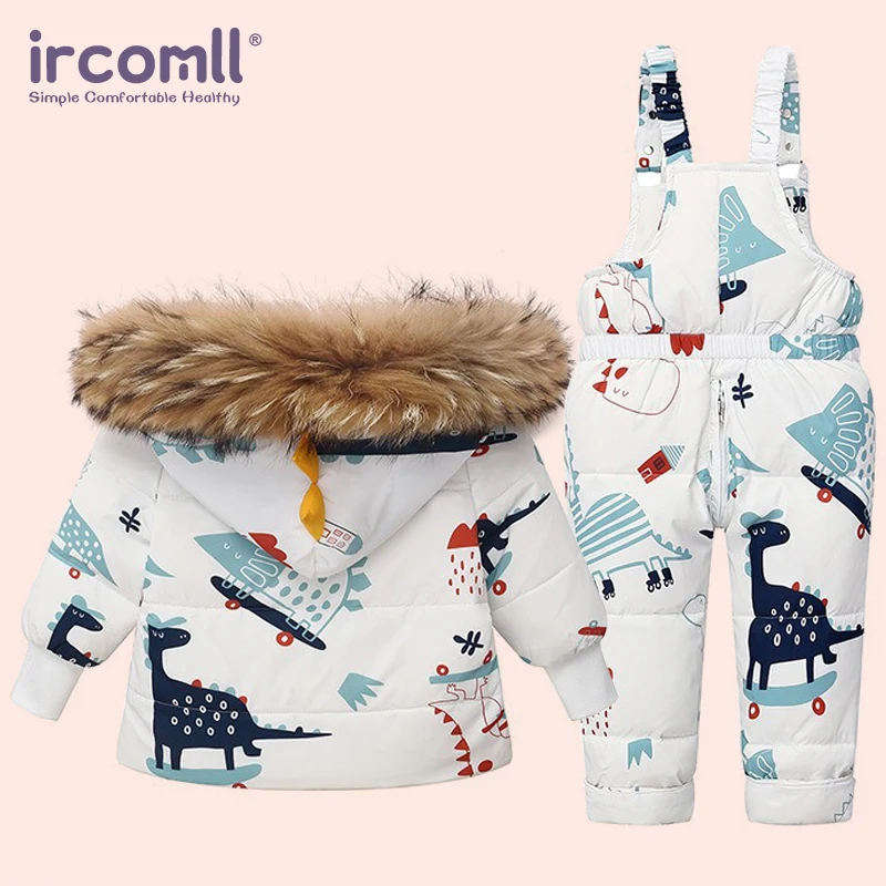 Ircomll Winrer Sets for Baby Girl Whiter Duck Down Boy Parkas and Overalls Kids Clothes Ski Set Down Jacket 1-5Y Toddle Outwear