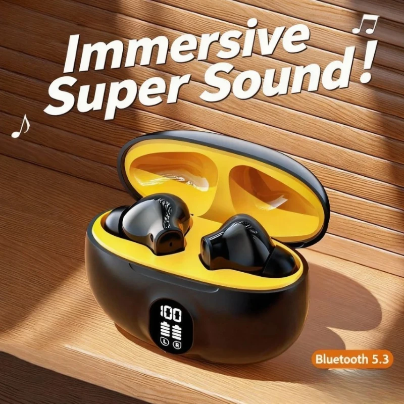 

Sports Bluetooth Earphones Wireless 5.3 ENC Noise Reduction Long Battery Life Comfortable To Wear with Digital Display Earbuds