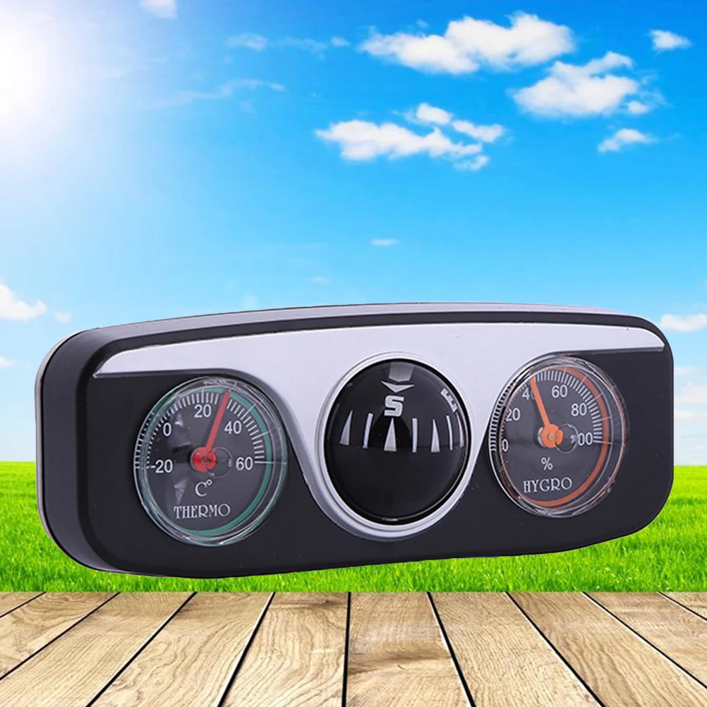 

Black Car Vehicle Auto Navigation Compass Thermometer Hygrometer Waterproof Dashboard Multi-Functional Tool for Travel Driving