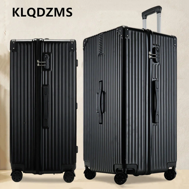 

KLQDZMS Zipper Suitcase New Large Capacity Cart Case Cart Style Travel Bag Thickened 28"30"32"40 Inch Aluminum Frame Luggage