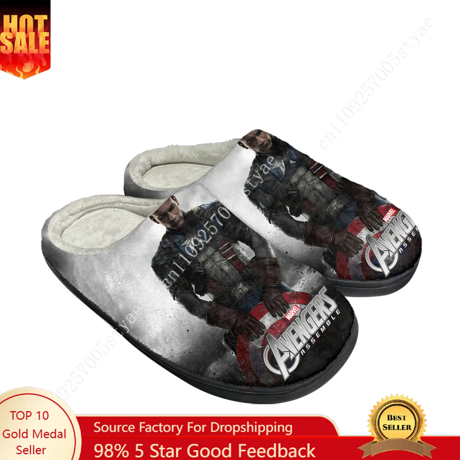 

Marvel Captain America Steve Rogers Home Cotton Slippers Mens Womens Teenager Plush Bedroom Keep Warm Shoes Custom Slipper