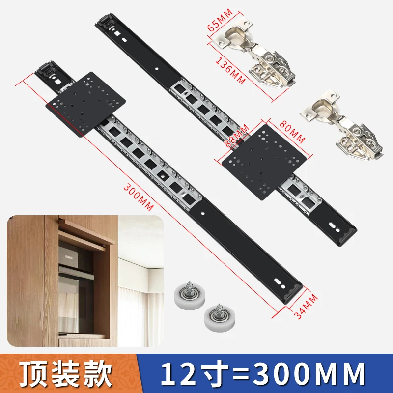 Imagem -06 - Armário Forno ar Condicionado Armário Flip-up Escondido Dobrável Swing Door Slide Pocket Door Top Montagem Rail Hardware Acessórios