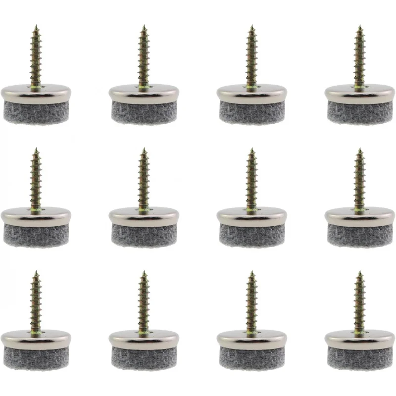 

12PCS Felt Floor Screw Pads Furniture Sound Deadening 20mm in Foot Wooden Tables
