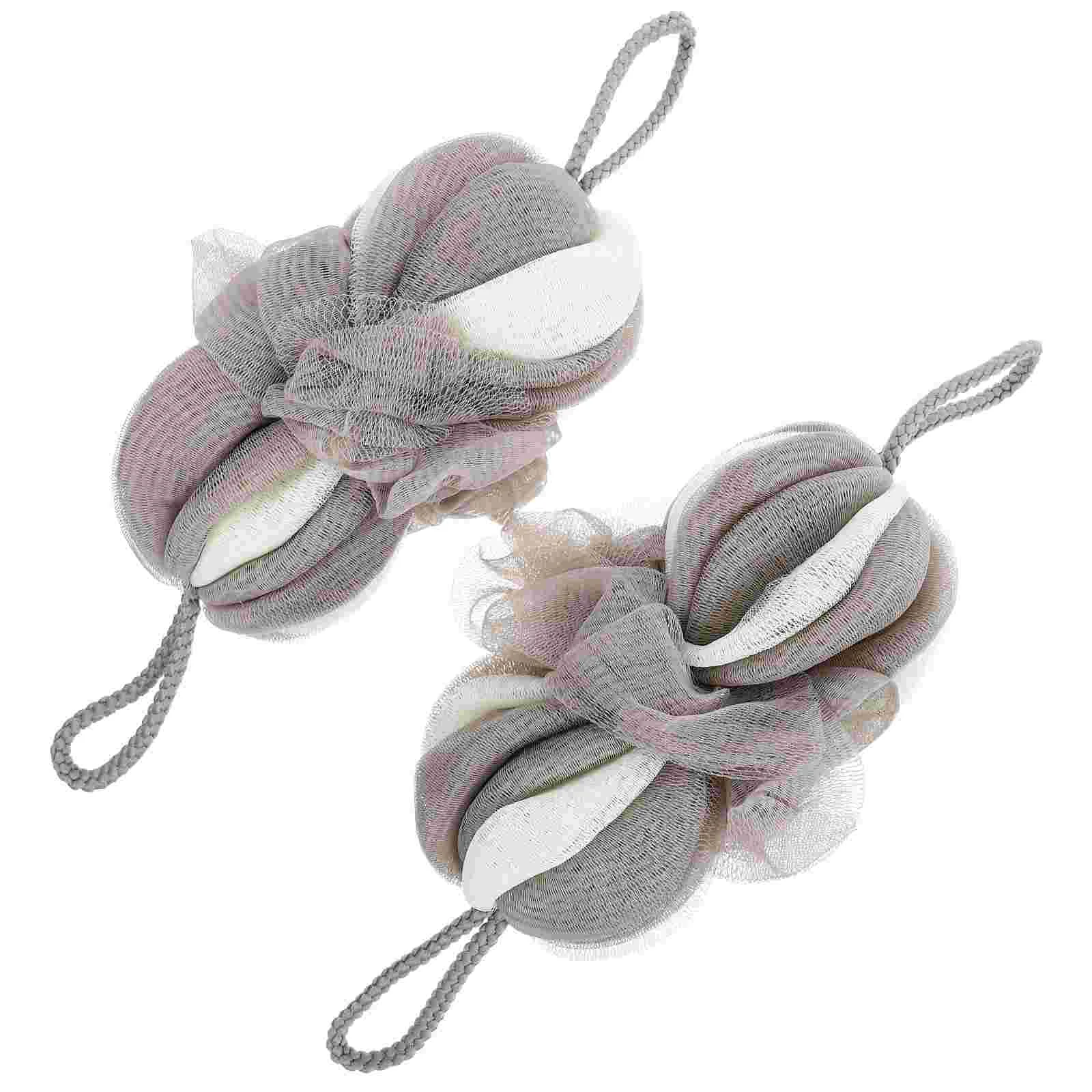 

2 Pcs Long Bath Flower Shower Sponges for Women Pool Beach Games Balls Bubble Bathing Adorable Lovely Scrub Baby