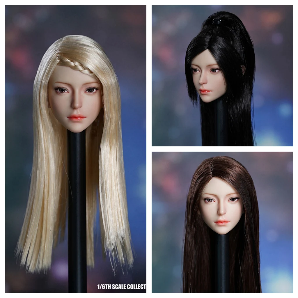 1/6 Scale Action Figure Doll Accessories Pale Skin Girl Head Sculpt Female Head For TBL 12