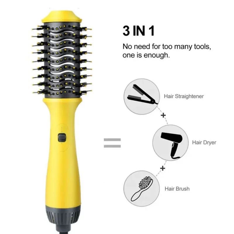 Household 3-in-1 Hot Air Comb Straightener No Harm to Hair Curling Rod Straight Curling Multi functional Blowing Comb