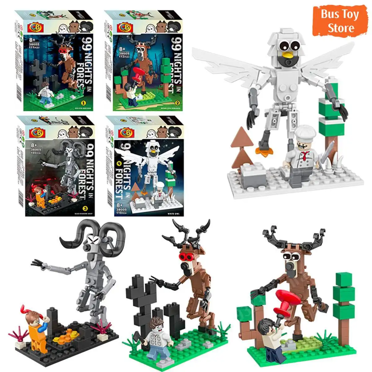 

99 Nights in The Forest Deer Building Blocks Sets Deer Owl Blocks Assembly Model Kids Toys Blind Box Gift Educational Toys