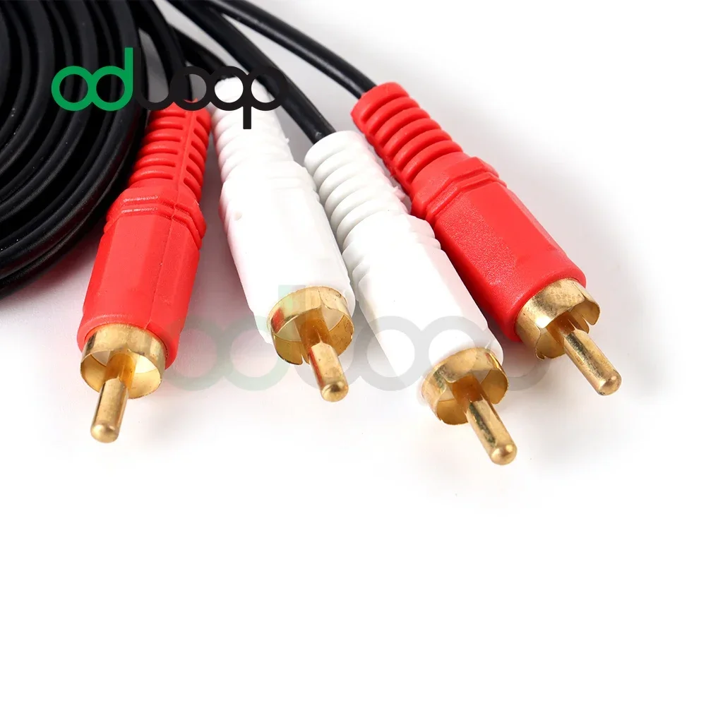 ODLOOP Dual 2 สาย RCA สายสัญญาณเสียงสเตอริโอชายถึงชายสายเชื่อมต่อสีดํา