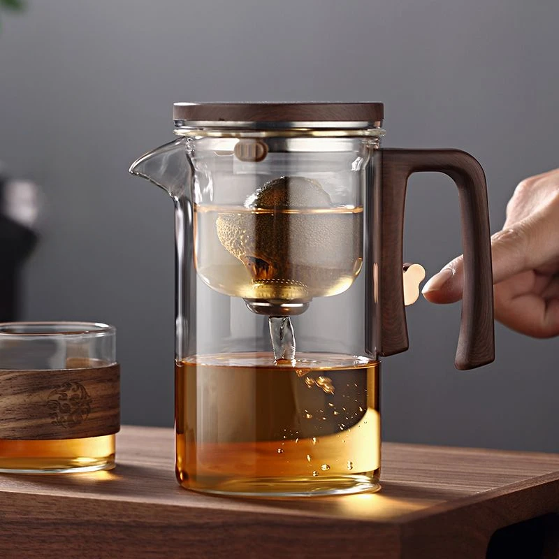 Tea Separation Cup, Heat-resisting Glass, Interior One-click Filter, Portable, Simplicity Household Teaware, Magnetic Tea Cup