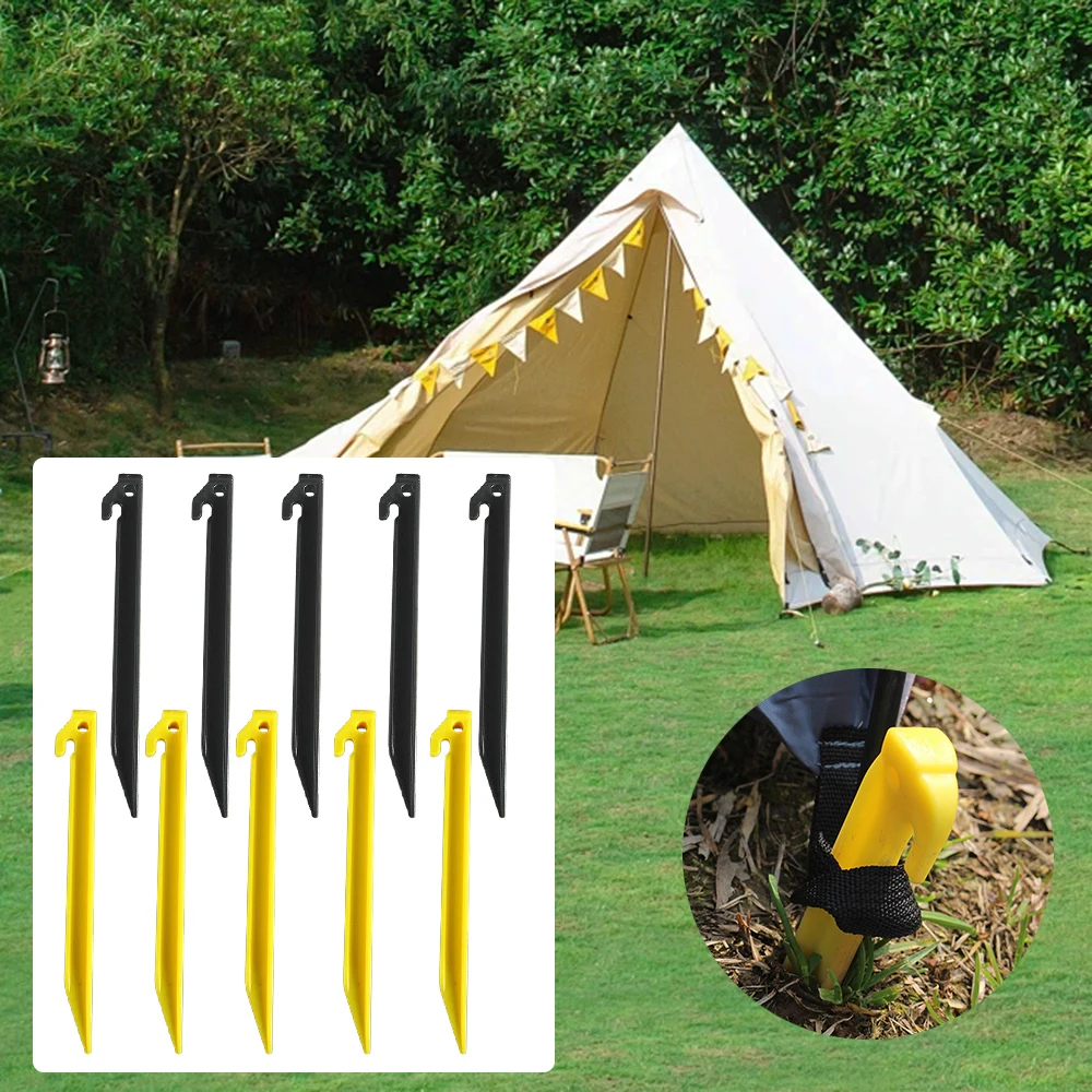 10pcs Plastic Tent Pegs Nail, Outdoor Camping Tent Stakes Pegs Plastic Windproof Beach Mat Nails Tent Stakes Pegs Camping Tools