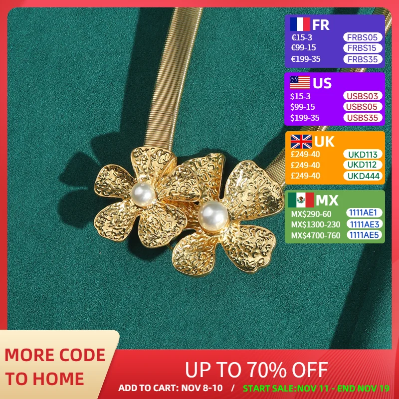 

Vintage Bohemia Flower Necklace Pearl Woman Charms Pendant Gold Color Jewelry Luxury Brands Accessories Weddings Banquet Trends