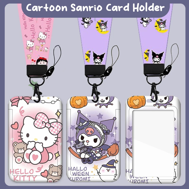 Sanrio Photo Card Holder Kuromi Melody Hello Kitty Card Sleeves Pendant Meal Card Bus Card Protective Cover