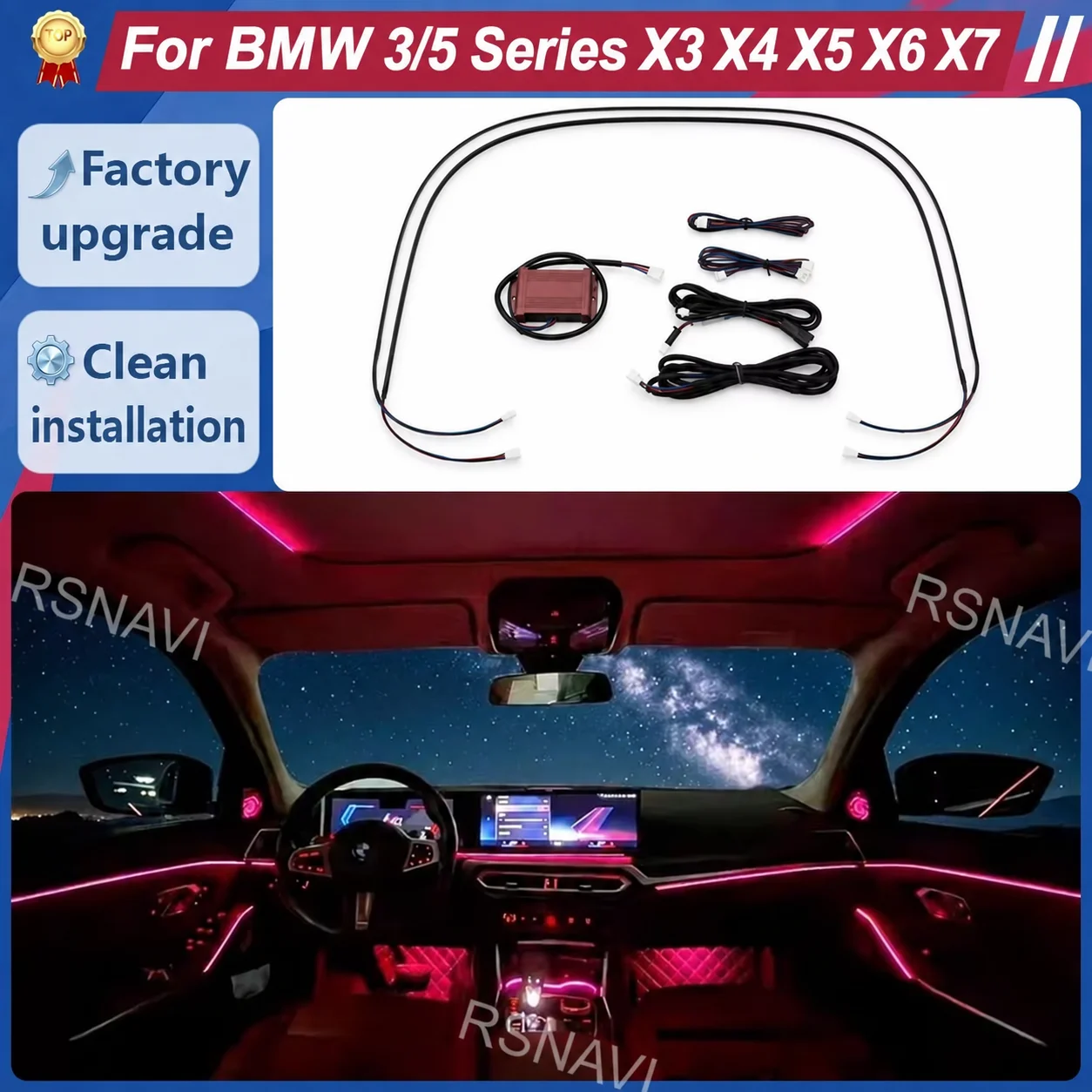11-Color LED Panoramic Sunroof Ambient Light for BMW 3 5 Series G20 G30 G01 G05 X3 X4 X5 X6 X7 Car Interior Upgrade Accessories