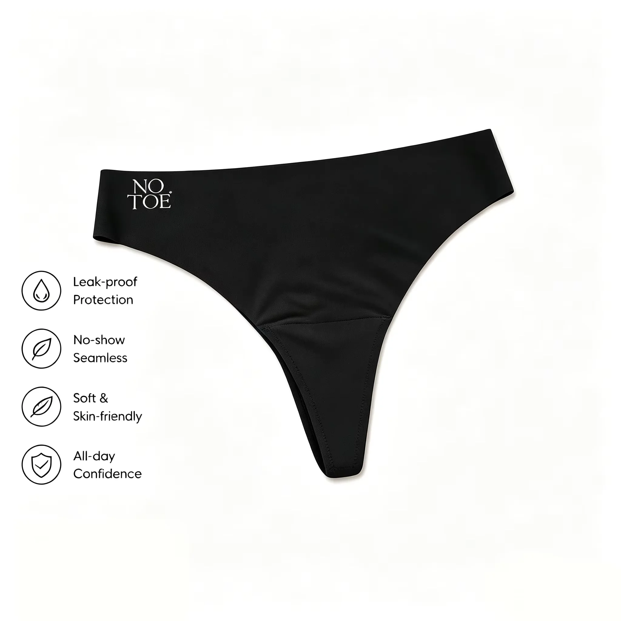 Black & Nude Seamless Period Panties for Women – Invisible Under Clothing, Leak-Proof, Ultra Soft, Breathable, Machine Washable image 6