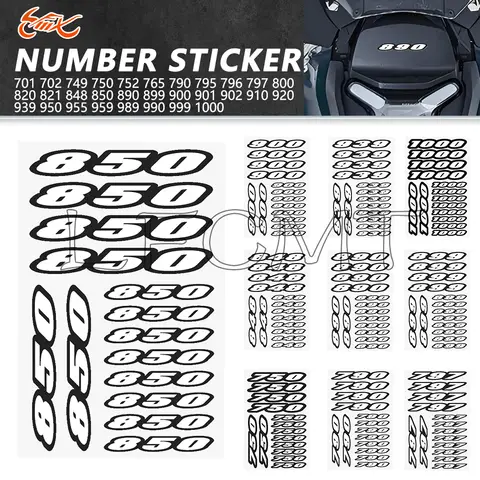 1 Sheet Universal Motorcycle Fairing Fuel Tank Body Decals Decoration Sticker Waterproof White Arabic Number 701-1000 Stickers